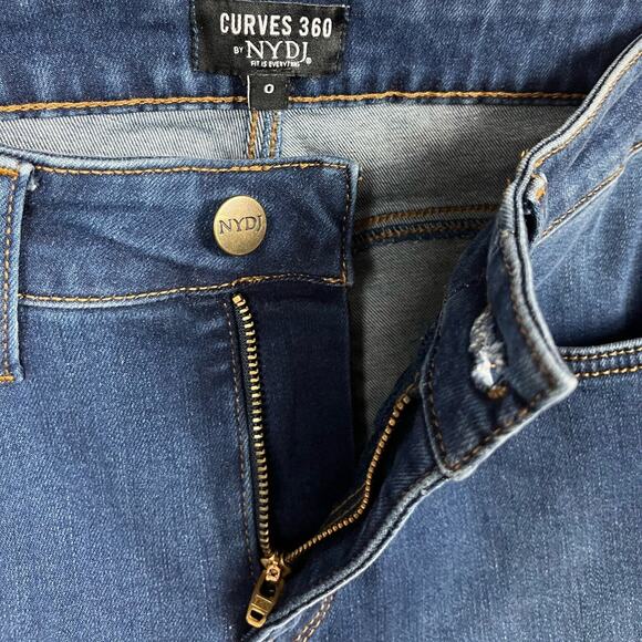 NYDJ Curves 360 0 Short Slim Straight Ankle Jeans Stretch Denim Slit Hem Blue - Picture 5 of 8
